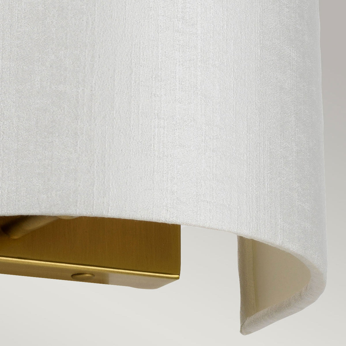 Cooper Small Curved Wall Light in Aged Brass with Ivory Faux Silk Shade
