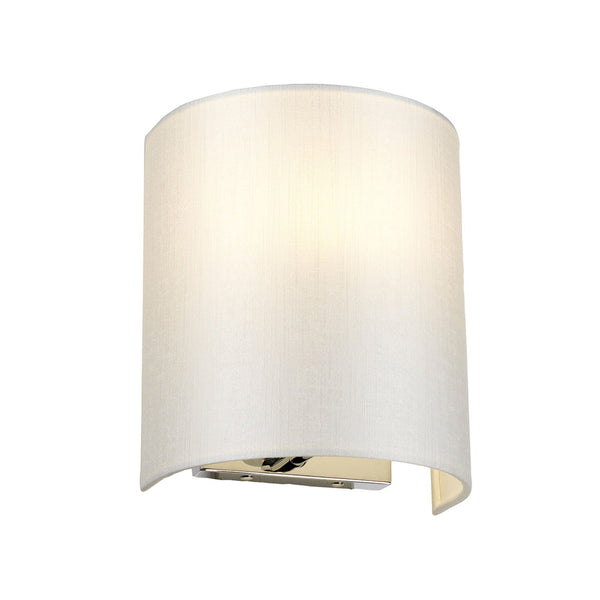 Cooper Small Curved Wall Light in Polished Chrome with Ivory Faux Silk Shade