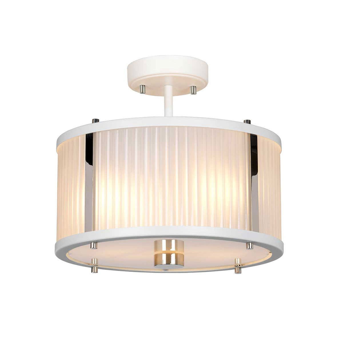 Corona Medium Pendant Flush or Semi Flush Light in White Satin