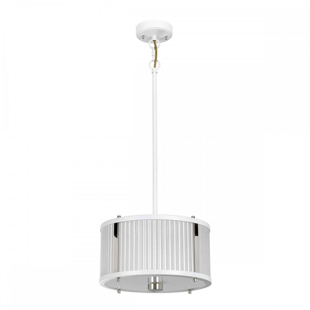 Corona Medium Pendant Flush or Semi Flush Light in White Satin