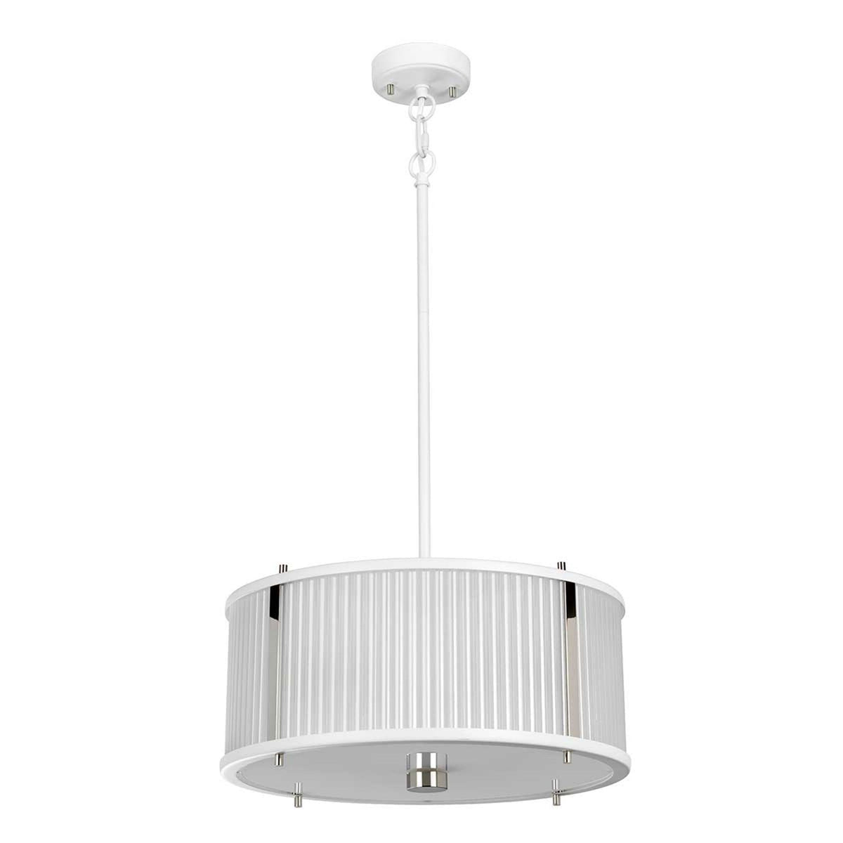 Corona Large Pendant Flush or Semi Flush Light in White Satin