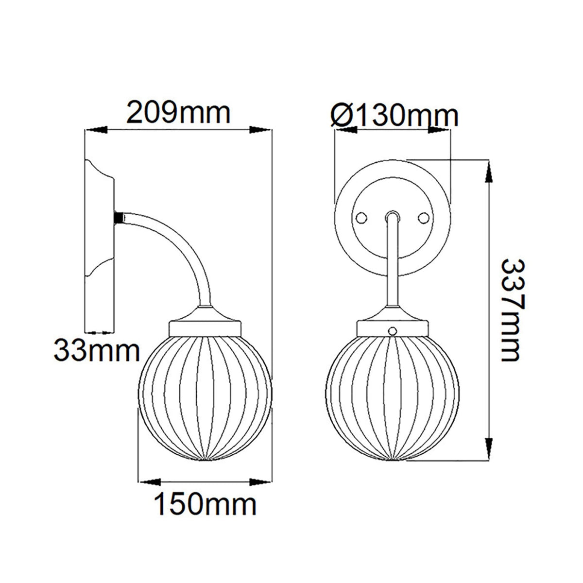 Cosmos Wall Light in a Cream Finish with Aged Brass Detailing and Clear Ribbed Glass