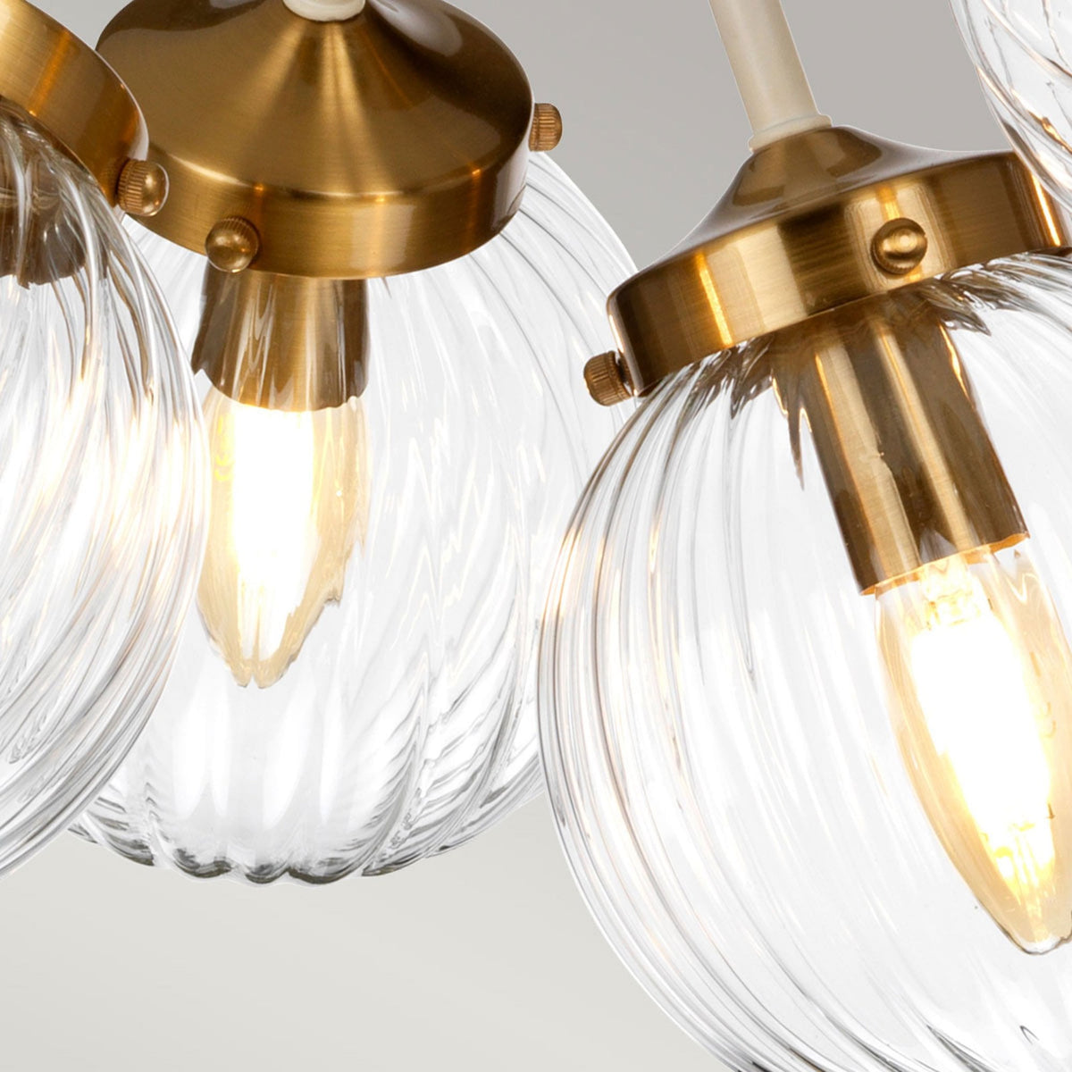 Cosmos Five Lamp Pendant or Semi-Flush in a Cream Finish with Aged Brass Detailing