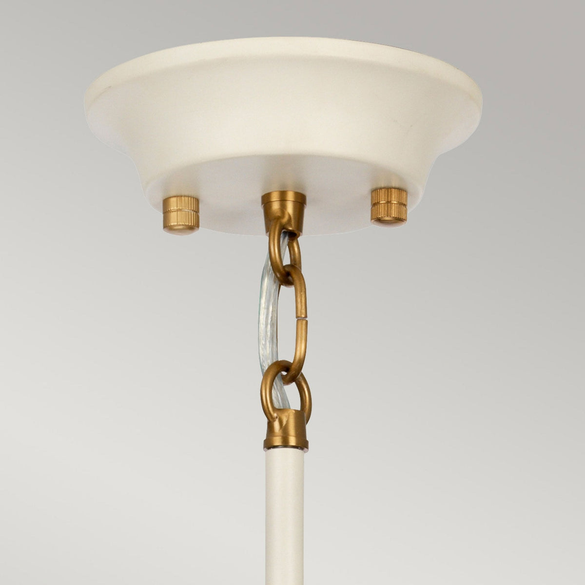 Cosmos Five Lamp Pendant or Semi-Flush in a Cream Finish with Aged Brass Detailing
