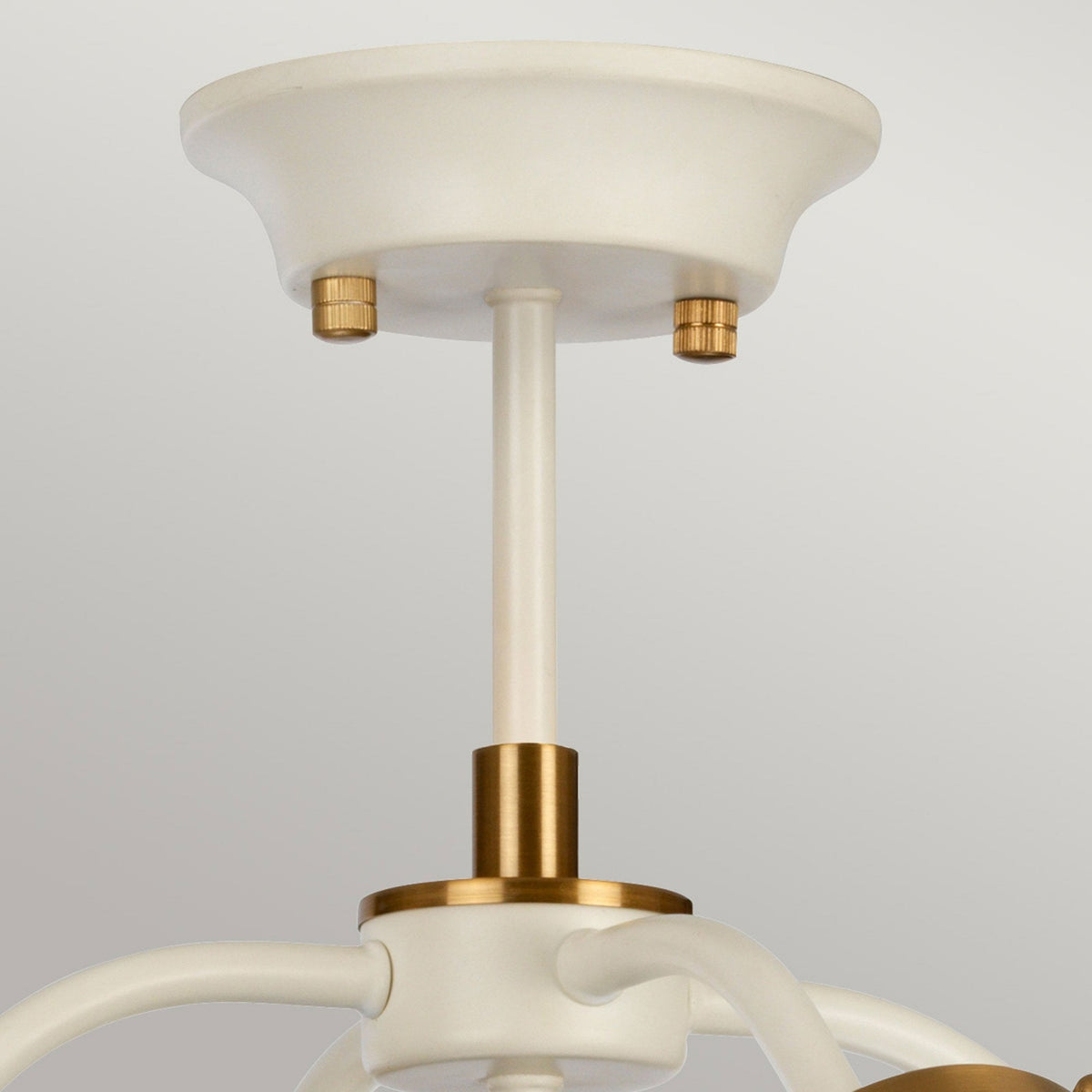 Cosmos Five Lamp Pendant or Semi-Flush in a Cream Finish with Aged Brass Detailing