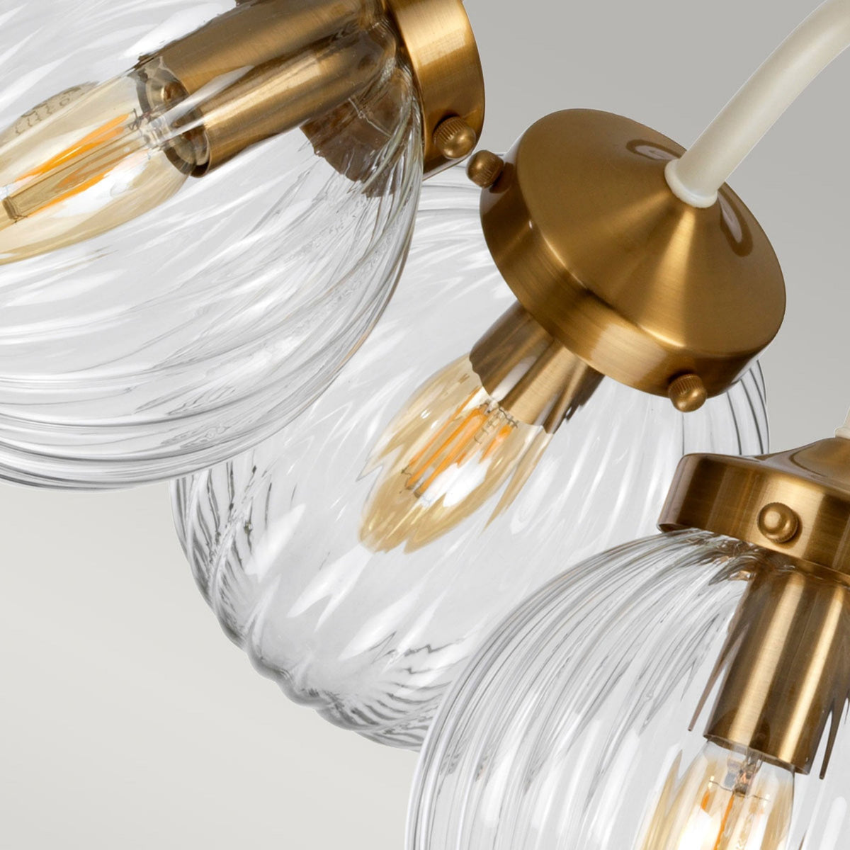 Cosmos Five Lamp Pendant or Semi-Flush in a Cream Finish with Aged Brass Detailing