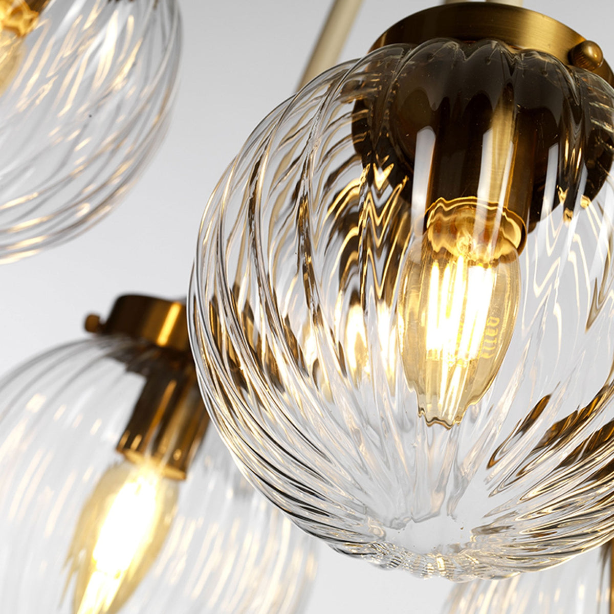 Cosmos Nine Lamp Pendant or Semi-Flush in a Cream Finish with Aged Brass Detailing