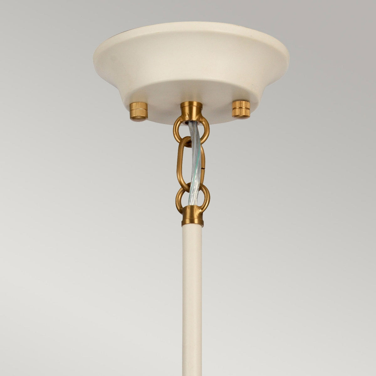 Cosmos Nine Lamp Pendant or Semi-Flush in a Cream Finish with Aged Brass Detailing