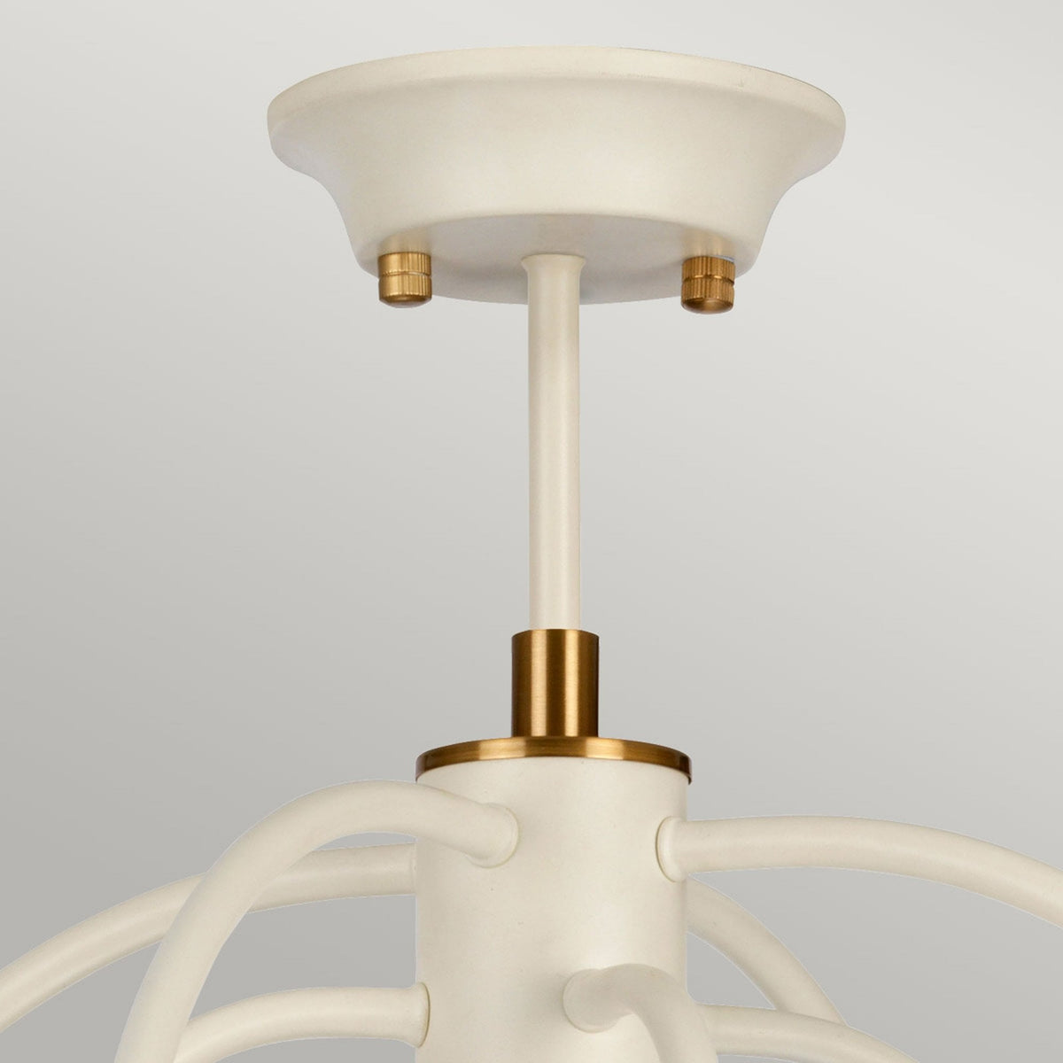 Cosmos Nine Lamp Pendant or Semi-Flush in a Cream Finish with Aged Brass Detailing