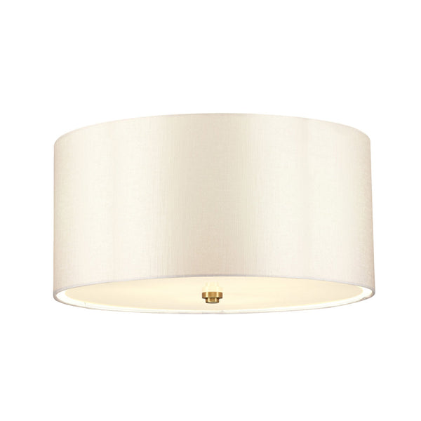 Fletcher 457mm Flush Ceiling Light with Ivory Shade and Aged Brass Finial