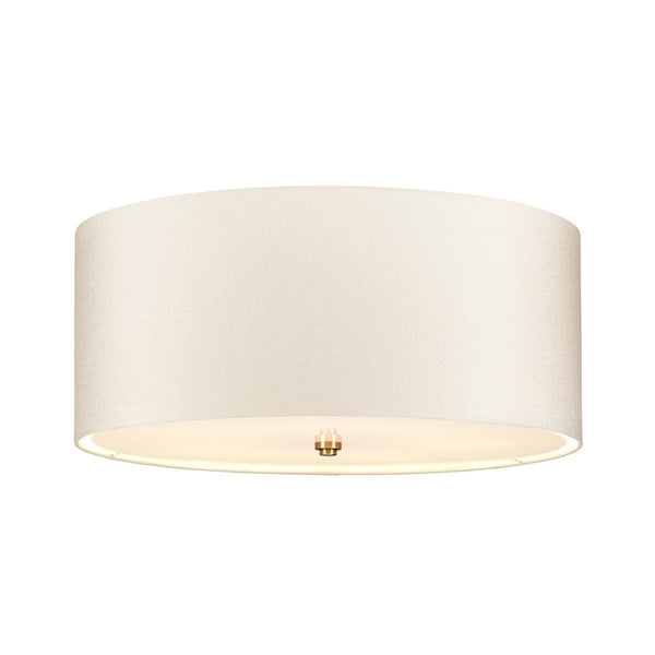 Fletcher 559mm Flush Ceiling Light with Ivory Shade and Aged Brass Finial