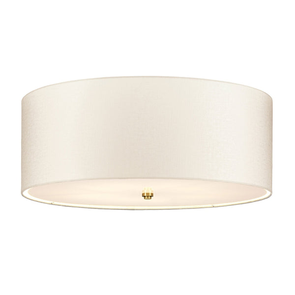 Fletcher 660mm Flush Ceiling Light with Ivory Shade and Aged Brass Finial