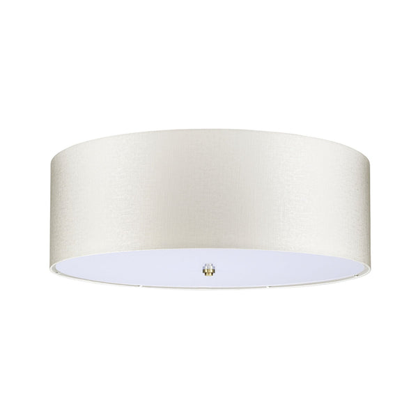 Fletcher 762mm Flush Ceiling Light with Ivory Shade and Aged Brass Finial