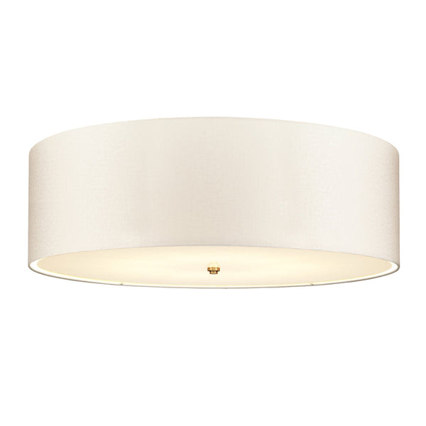 Fletcher 864mm Flush Ceiling Light with Ivory Shade and Aged Brass Finial