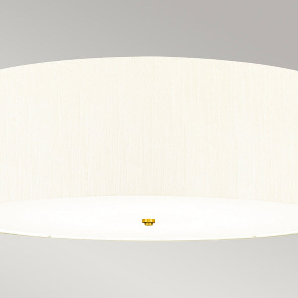 Fletcher 864mm Flush Ceiling Light with Ivory Shade and Aged Brass Finial