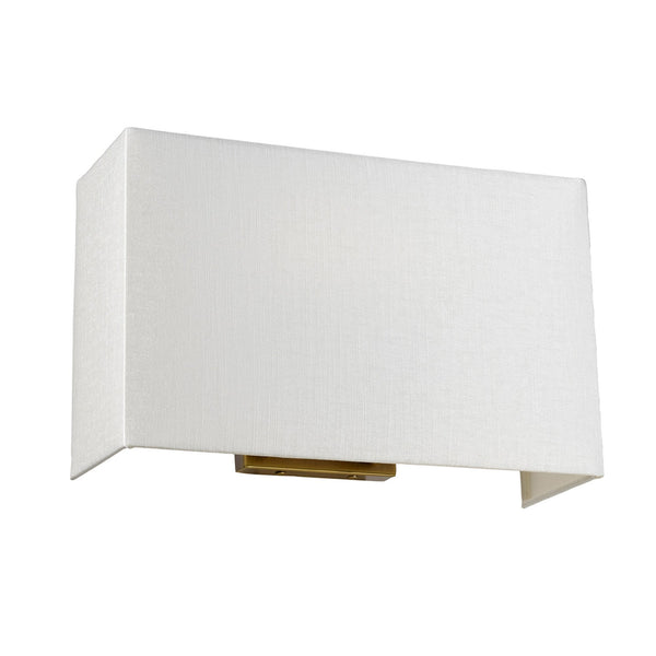 Riley Large Rectangular Wall Light in Aged Brass with Ivory Faux Silk Shade