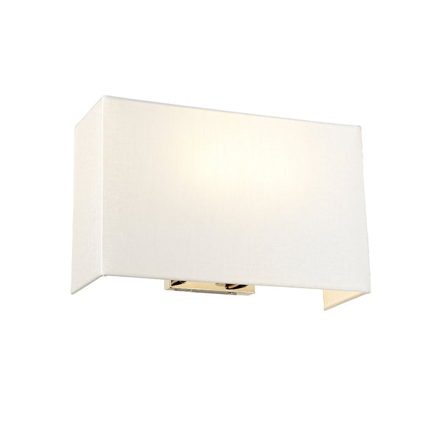 Riley Large Rectangular Wall Light in Polished Chrome with Ivory Faux Silk Shade