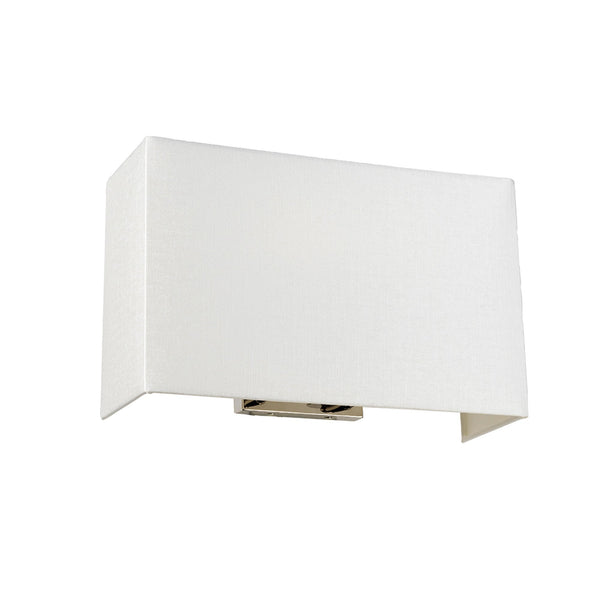 Riley Large Rectangular Wall Light in Polished Chrome with Ivory Faux Silk Shade