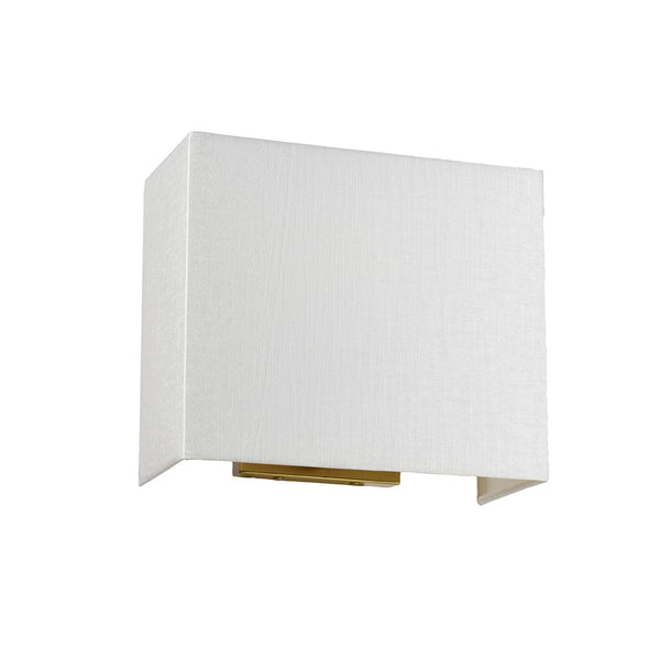 Riley Medium Rectangular Wall Light in Aged Brass with Ivory Faux Silk Shade