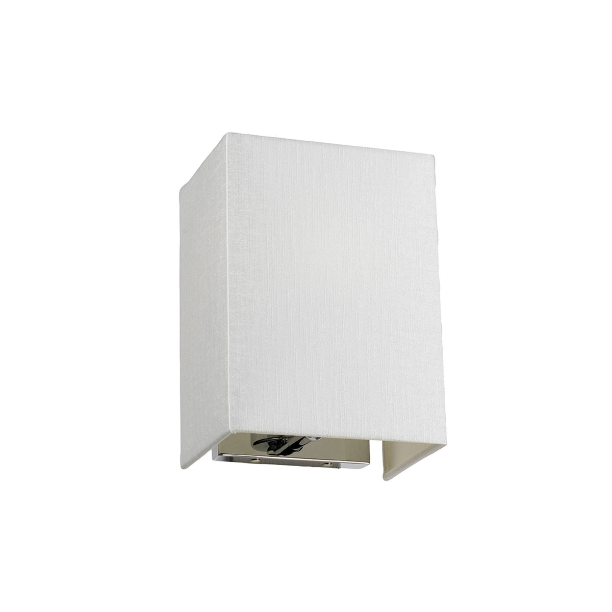 Riley Small Rectangular Wall Light in Polished Chrome with Ivory Faux Silk Shade