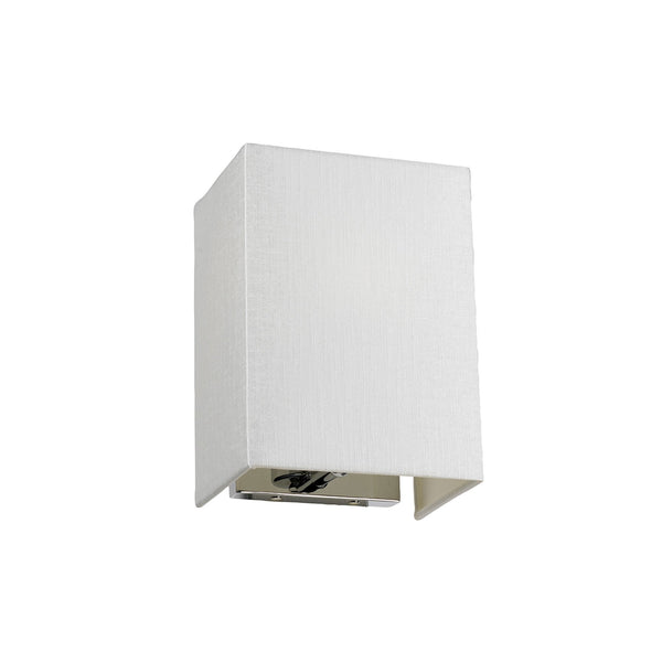 Riley Small Rectangular Wall Light in Polished Chrome with Ivory Faux Silk Shade