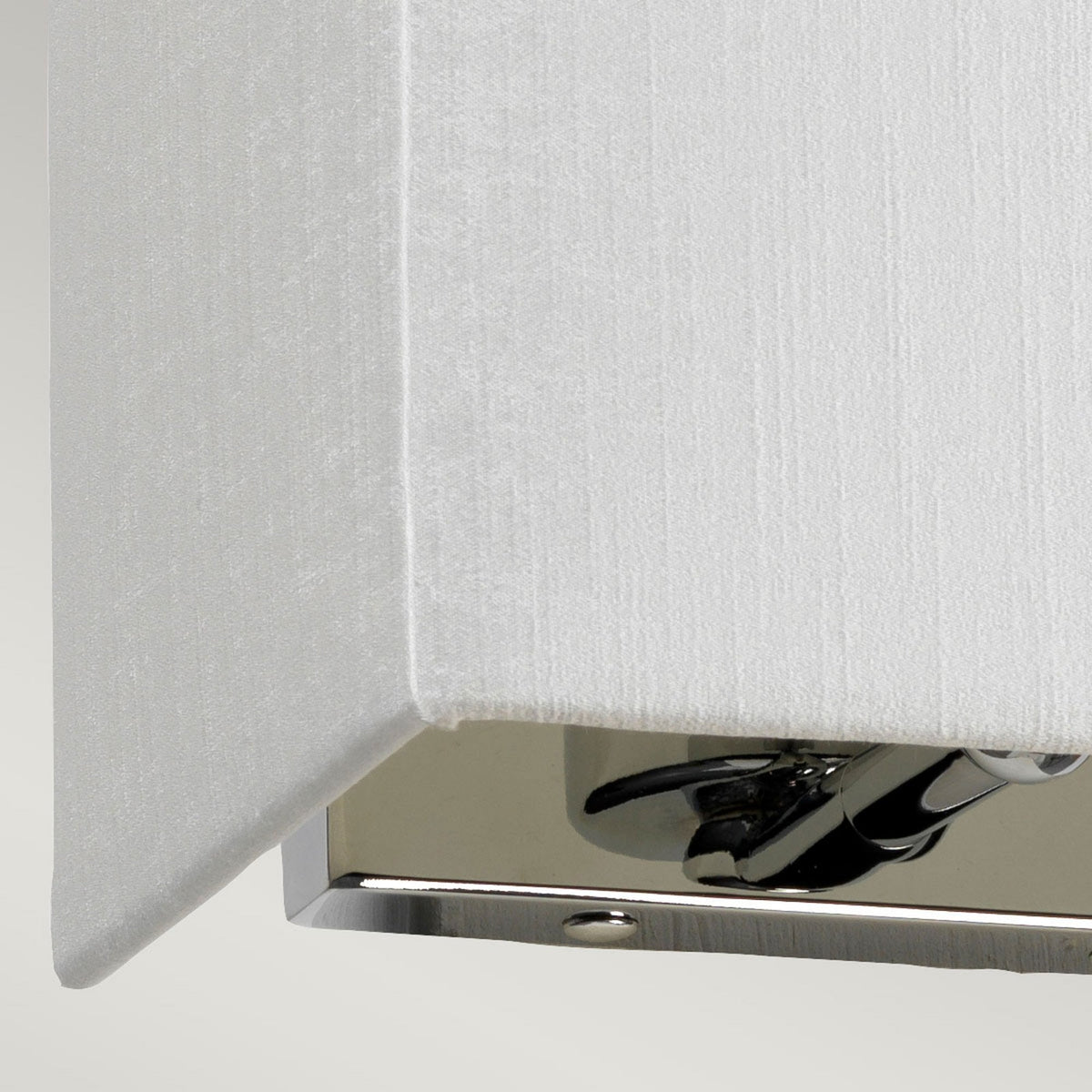 Riley Small Rectangular Wall Light in Polished Chrome with Ivory Faux Silk Shade