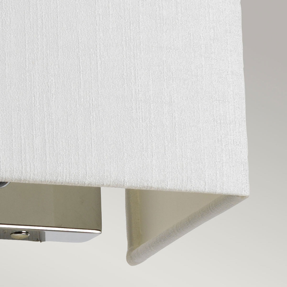 Riley Small Rectangular Wall Light in Polished Chrome with Ivory Faux Silk Shade