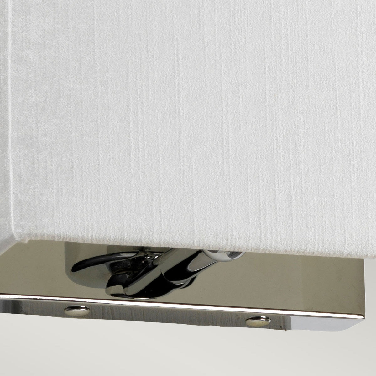 Riley Small Rectangular Wall Light in Polished Chrome with Ivory Faux Silk Shade