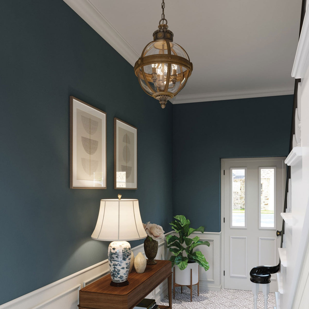 Adams 3 Light Pendant in British Bronze