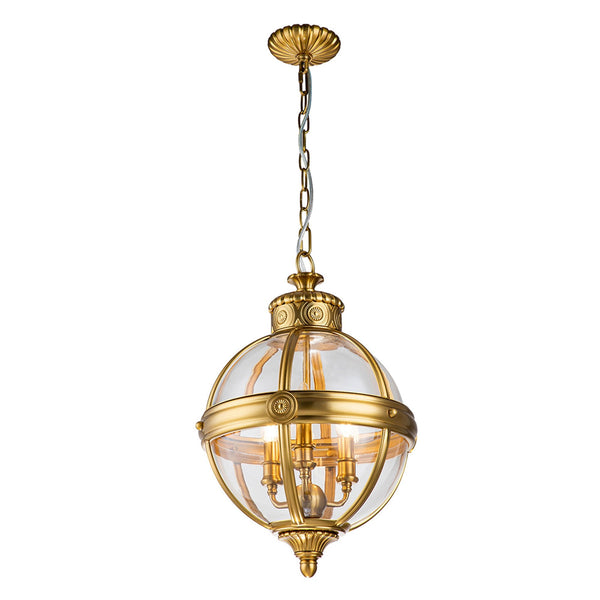 Adams 3 Light Pendant in Burnished Brass
