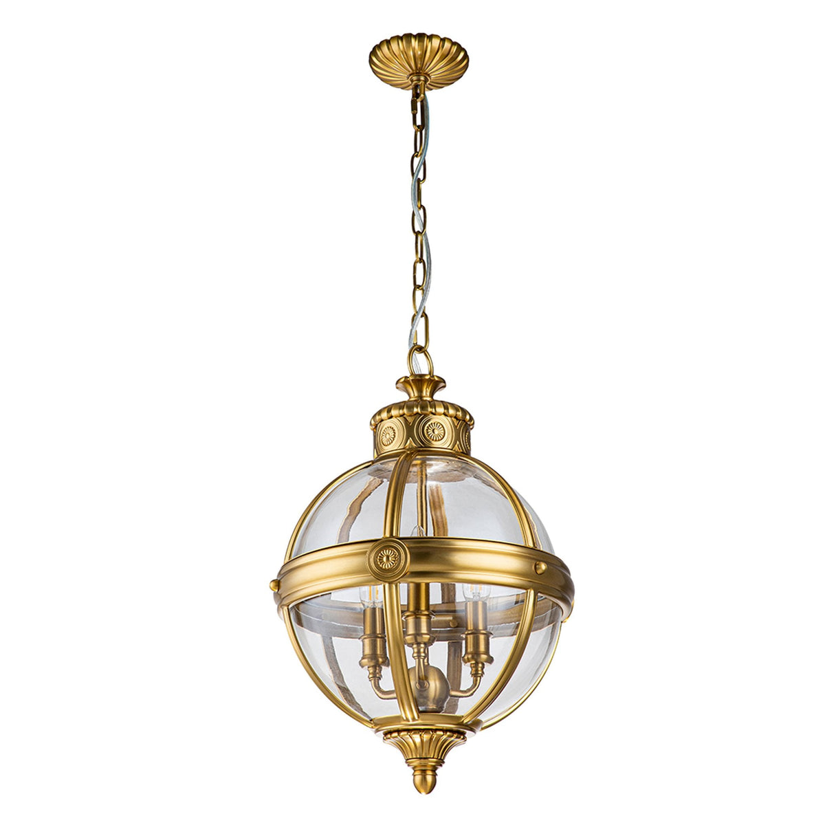 Adams 3 Light Pendant in Burnished Brass