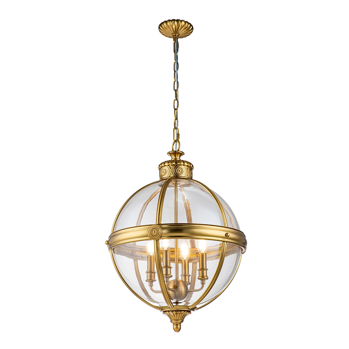 Adams 4 Light Pendant in Burnished Brass