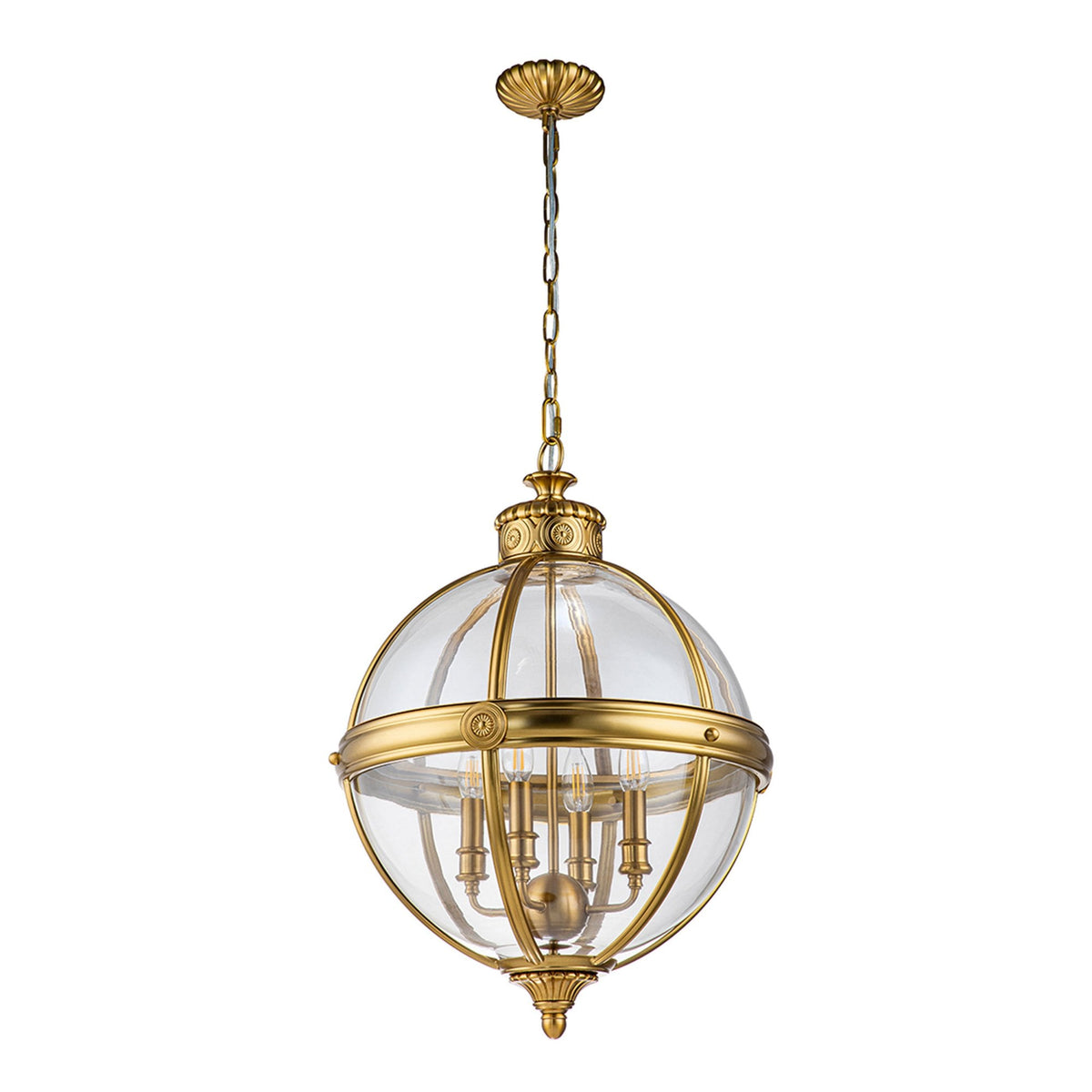 Adams 4 Light Pendant in Burnished Brass