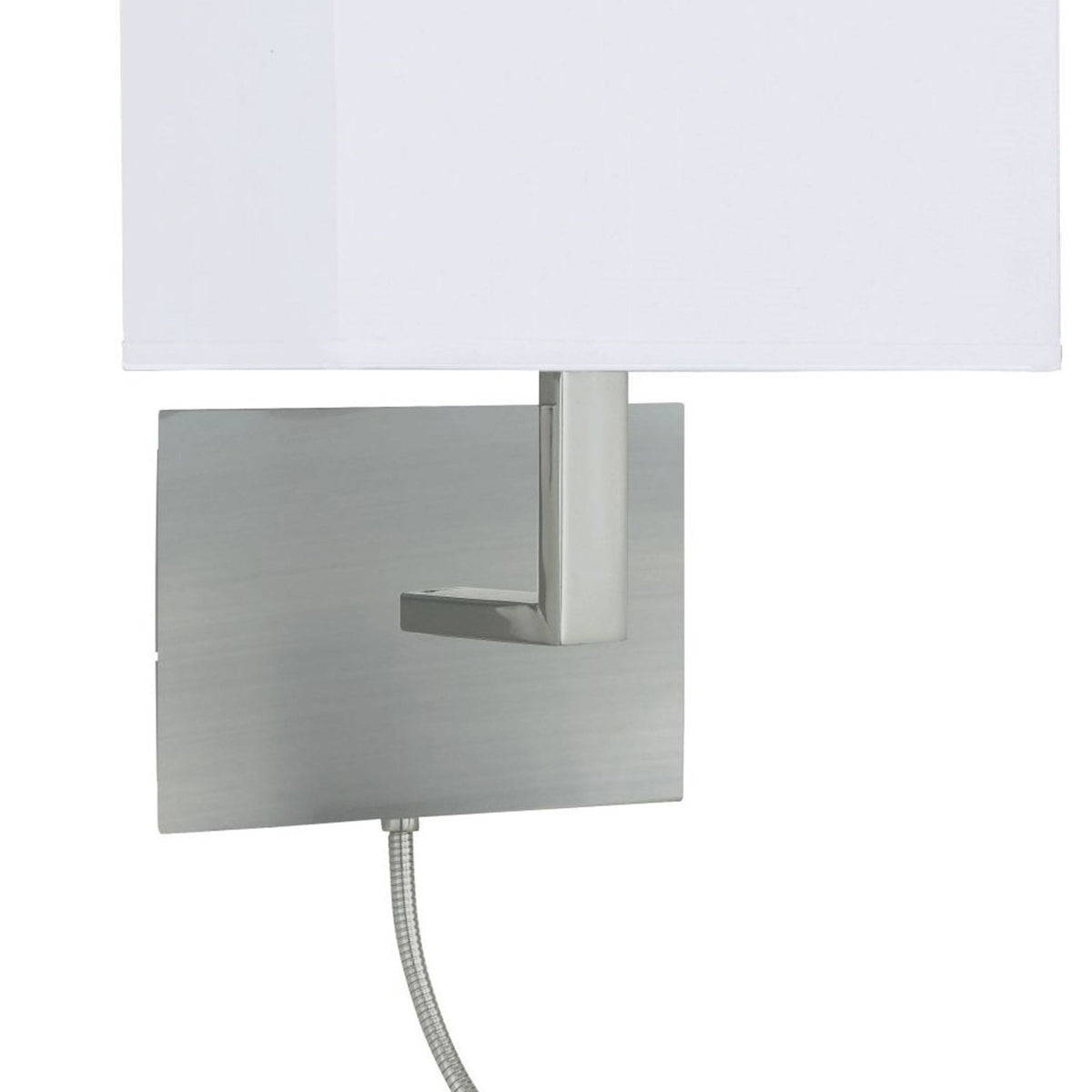 Hotel Wall Light With Reader In Satin Silver With White Fabric Shade