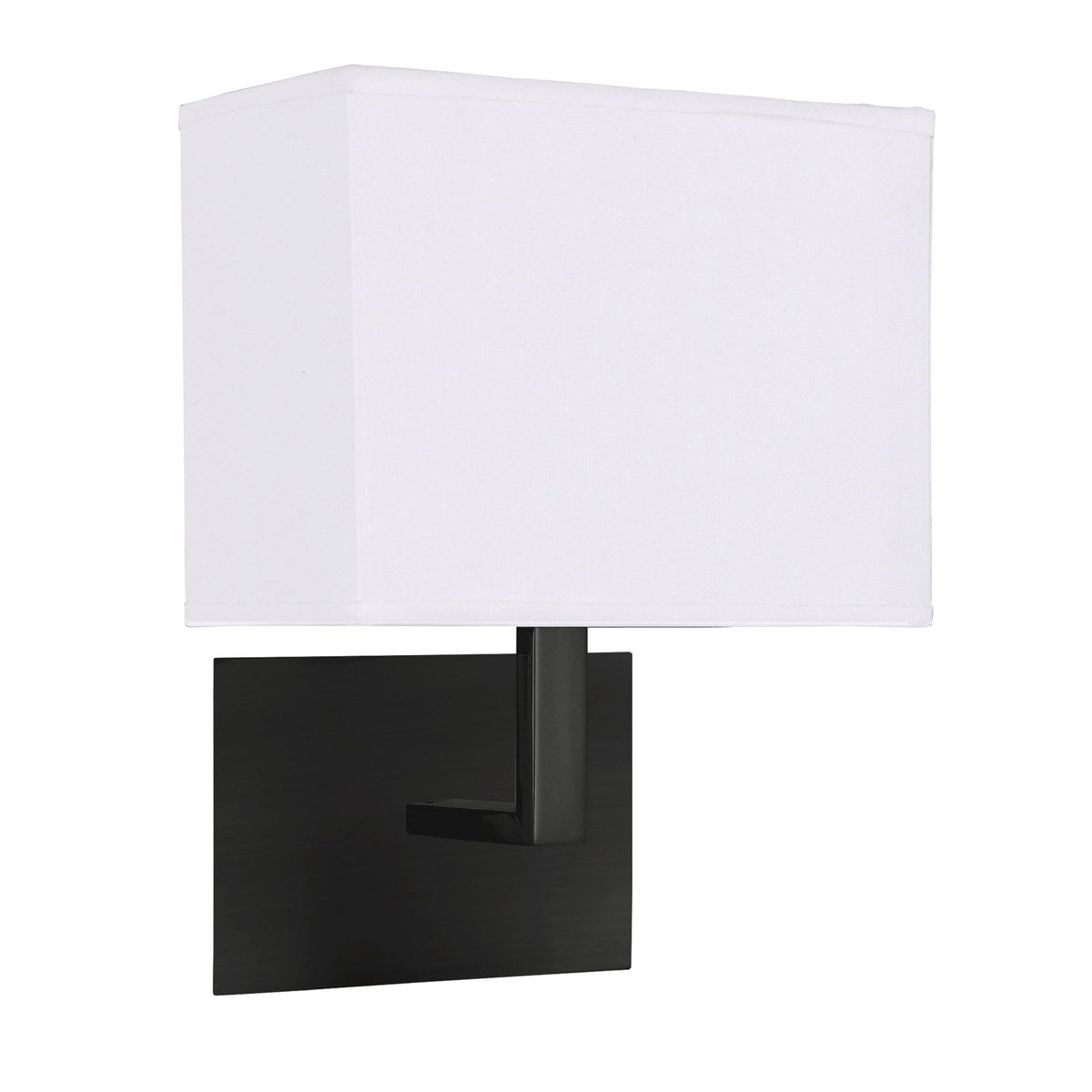 Hotel Wall Light With In Black With White Fabric Shade