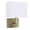 Hotel Wall Light With In Antique Brass With White Fabric Shade