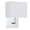 Hotel Wall Light With In Polished Chrome With White Fabric Shade