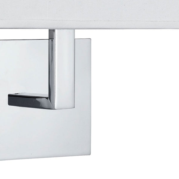 Hotel Wall Light With In Polished Chrome With White Fabric Shade