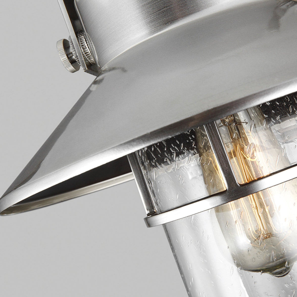 Boynton Medium Coastal IP44 Wall Light in Painted Brushed Steel & Seeded Glass Shade