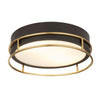 Phoenix IP44 Bathroom 2 Light Semi Flush Ceiling Light In Black & Brass