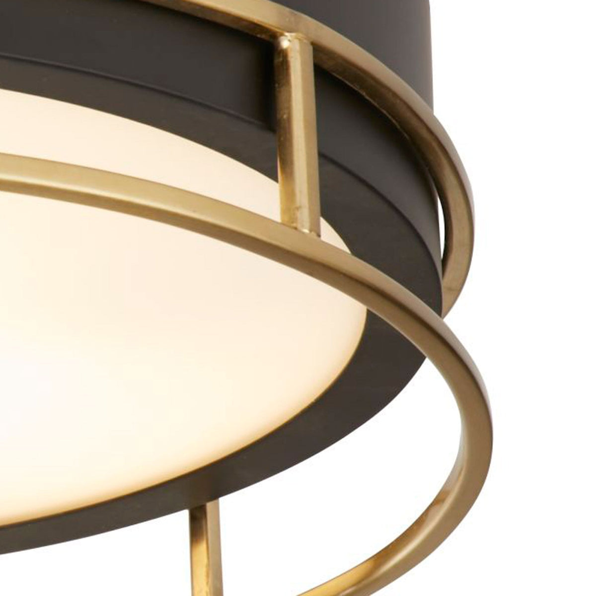 Phoenix IP44 Bathroom 2 Light Semi Flush Ceiling Light In Black & Brass