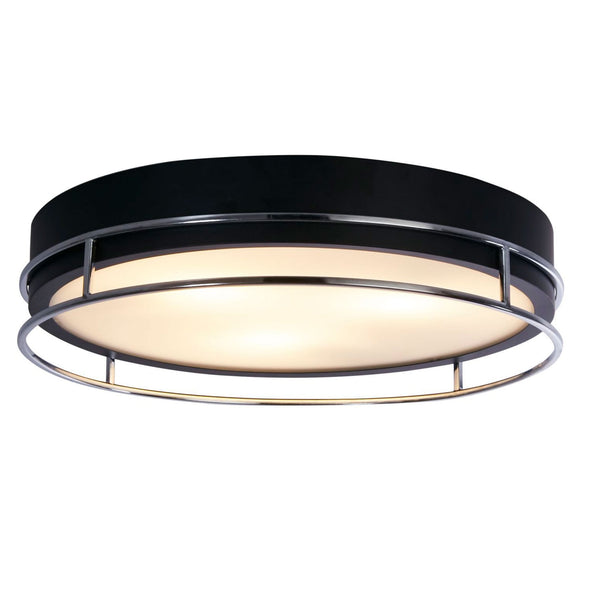 Phoenix IP44 Bathroom 3 Light Semi Flush Ceiling Light In Black & Chrome