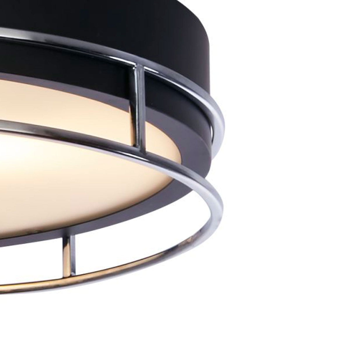 Phoenix IP44 Bathroom 3 Light Semi Flush Ceiling Light In Black & Chrome