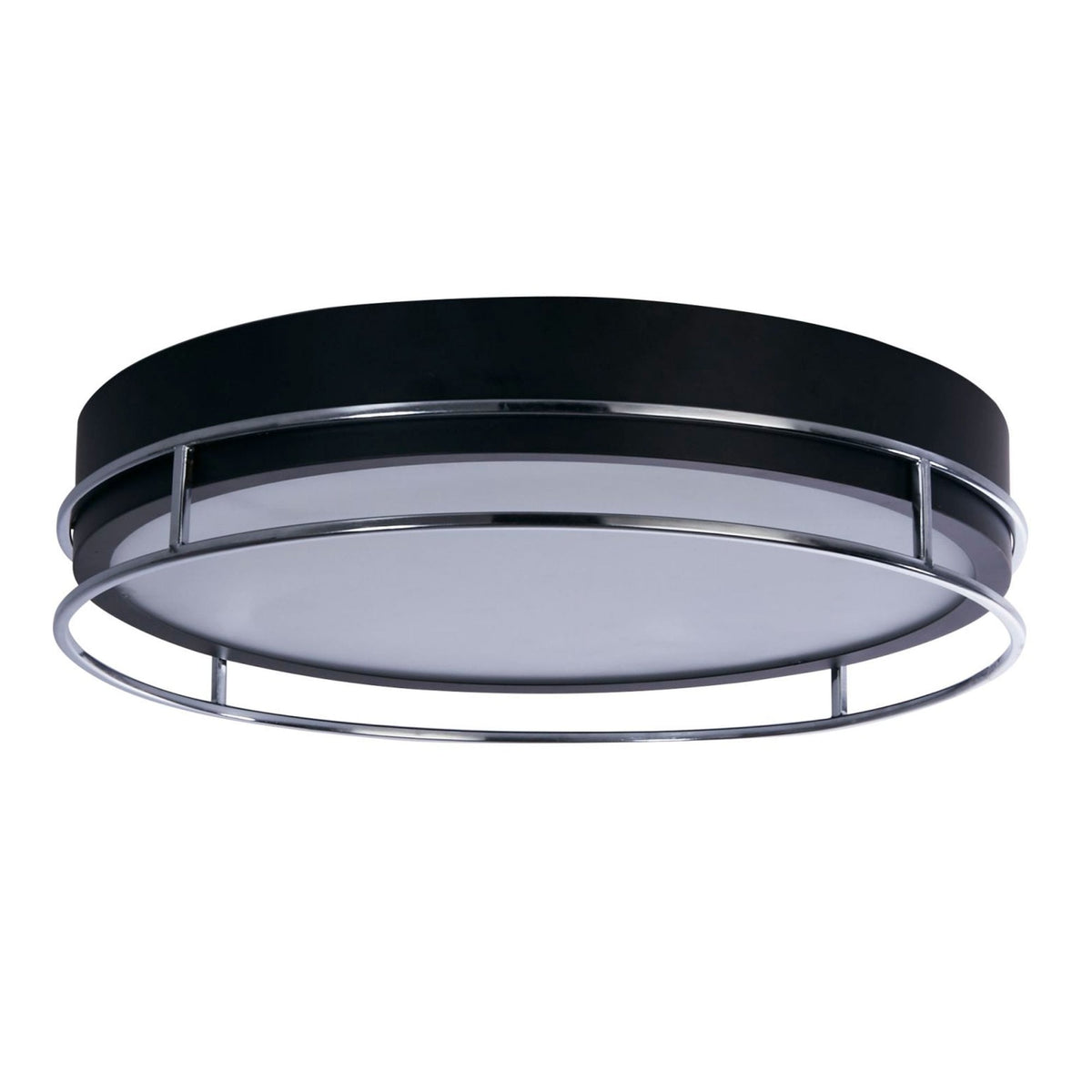 Phoenix IP44 Bathroom 3 Light Semi Flush Ceiling Light In Black & Chrome