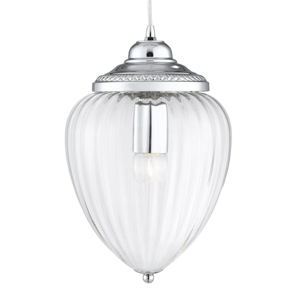 Moscow Pendant In Chrome With Ribbed Glass Shade