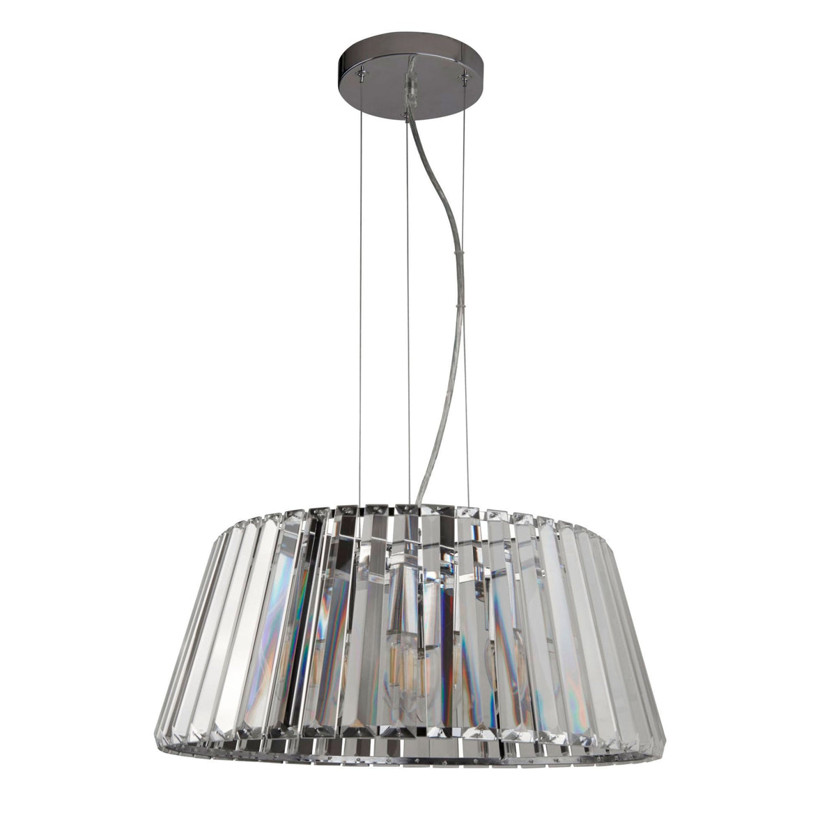Tiara 5 Light Pendant In Chrome With Clear Crystal