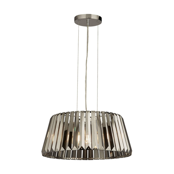 Tiara 5 Light Pendant In Chrome With Smoked Crystal