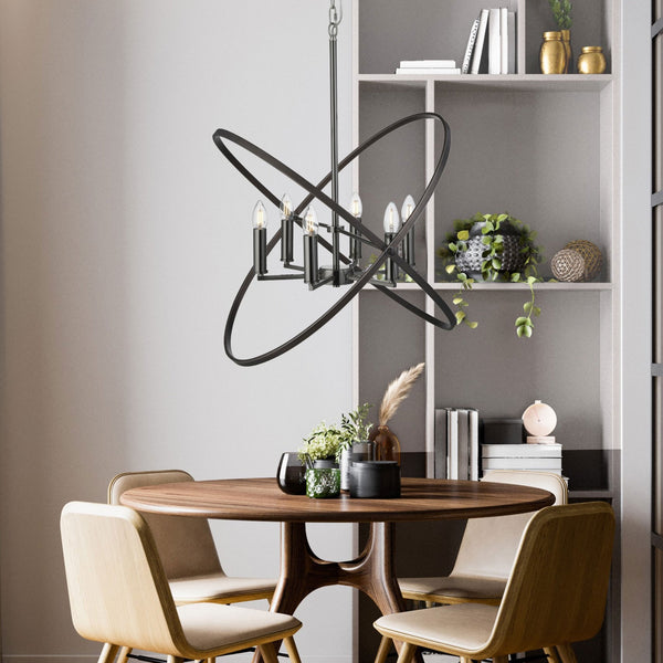 Hoopla 6 Light Pendent In Pewter & Black