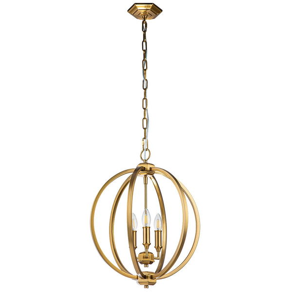 Corinne 3 Light Medium Pendant Chandelier in Burnished Brass