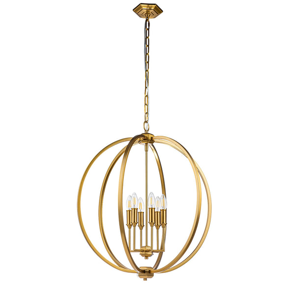 Corinne 6 Light Large Pendant Chandelier in Burnished Brass
